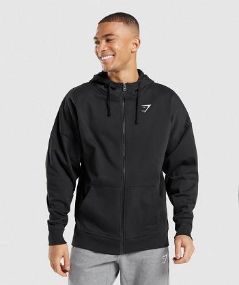 Pánské Mikiny S Kapucí Gymshark Essential Zip Up Černé | CZ 2708NWY